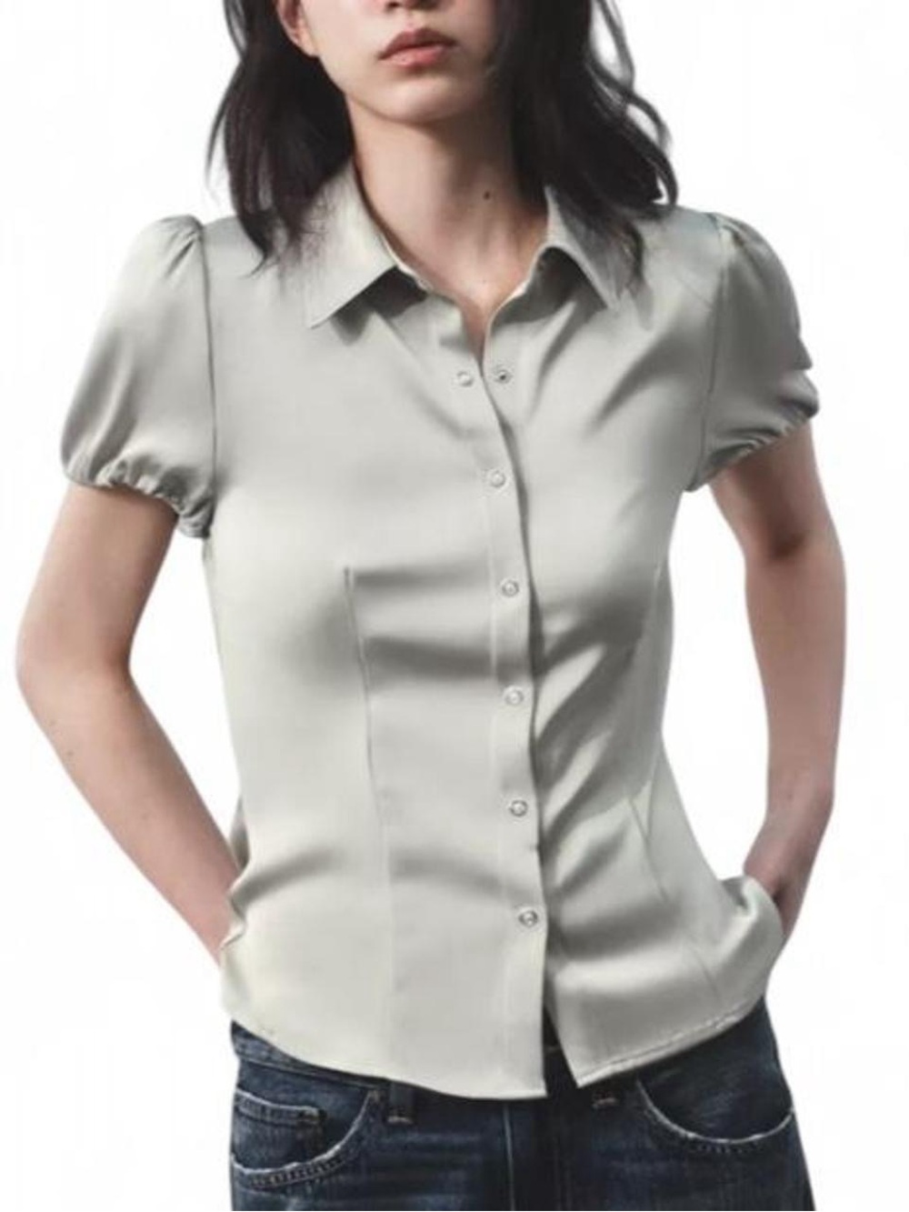 Zara size XXL Satin Button Down Shirt